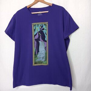 Disneyland Parks Womens 2XL T Shirt Snow White Malefecent Purple Short Sleeve